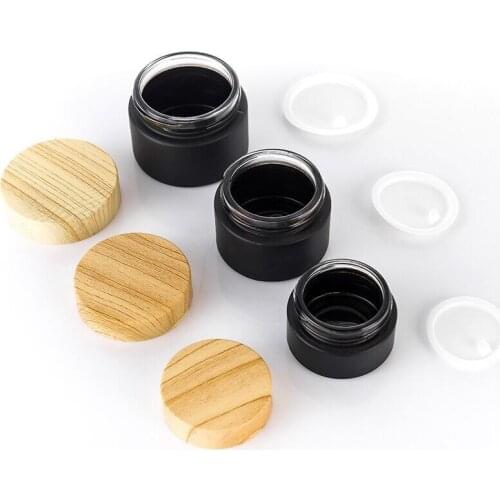 500pcs Empty 5g 10g 15g 20g 30g 50g Black Frosted Glass Jars Containers Cosmetic Cream Lotion Powder Bottle Pot Travel Container