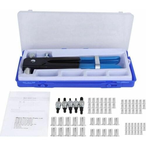 86PCS Riveting Gun, Rivet Hand Tool Kit, Wrench Nut Insert and Mandrel with Box