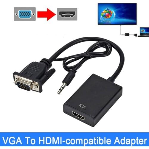 1080P VGA To HDMI Adapter Male to Female Converter Digital Analog Video 3.5 mm jack Audio Adaptor for PS4 Laptop PC Projector
