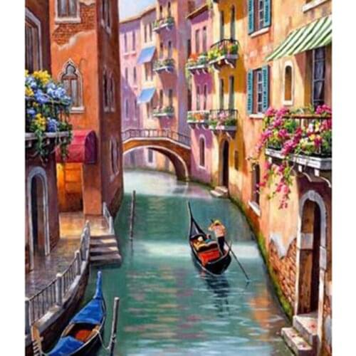 5D DIY Diamond Painting Square/Round Diamond Landscape Painting City Creek Beautiful Scenery Picture Cross Stitch Mosaic WG2854