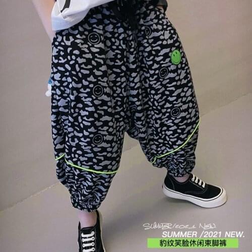 Boys Pants Leopard Print Anti-mosquito Pants Summer Clothes Children 2021 New Medium-sized Children Loose Boy Hip-hop Hip-hop