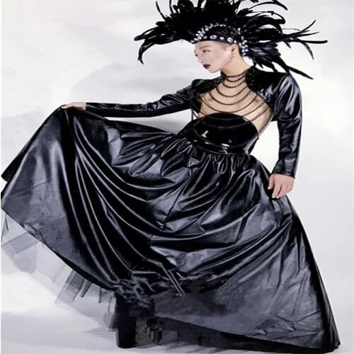 CC45 Ballroom dance sexy costumes led supply singer dj disco stage show clothes hat bar catwalk performance club wears dresses