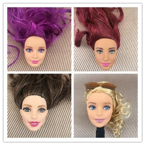 Colorful Hair Doll Heads Black Skintone Quality Collection Smooth Makeup Doll Heads DIY Accessories Girl Gift