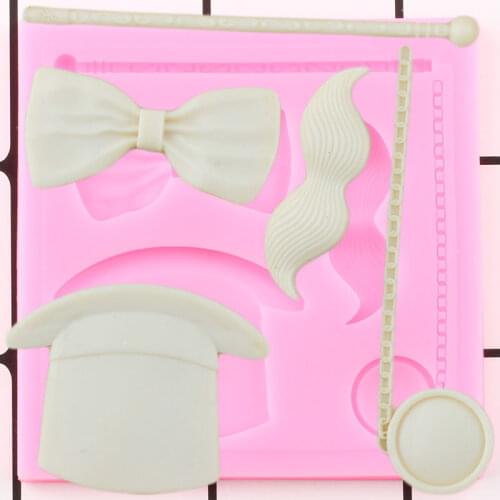 DIY Magic Hat Mustache Bow Silicone Molds Candy Polymer Clay Fondant Mold DIY Cake Decorating Tools Chocolate Gumpaste Moulds