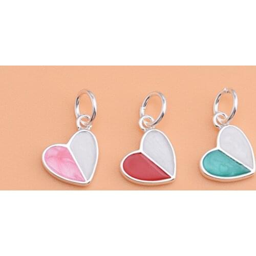 Two-color heart drop pendant 925 sterling silver fashion accessories, handmade diy ring necklace pendant