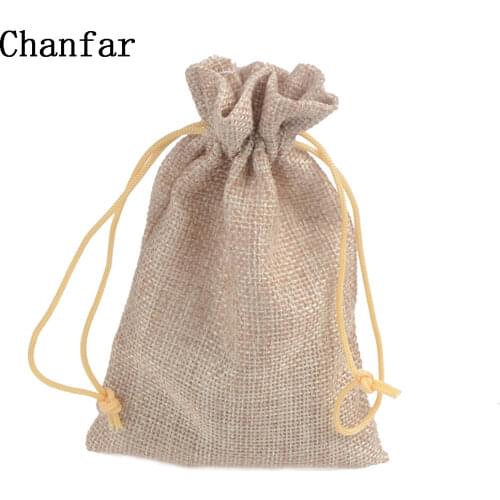 50pcs/lot 9.5x14.5cm New Fashion Useful Wedding Favor Christmas Hessian Burlap Jute Gift Bags Drawstring Pouch Home