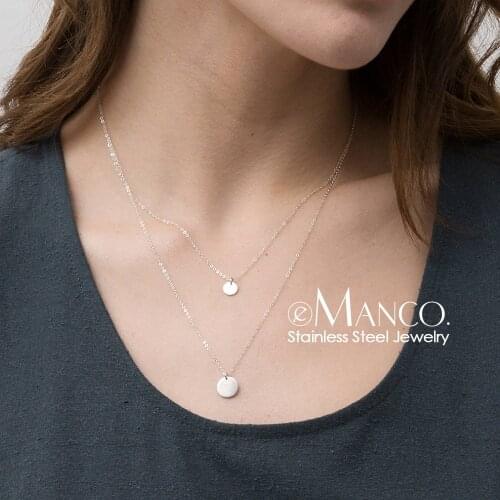 E-Manco korean style women stainless steel necklace women multi layered necklace dainty girls necklace statement jewelry