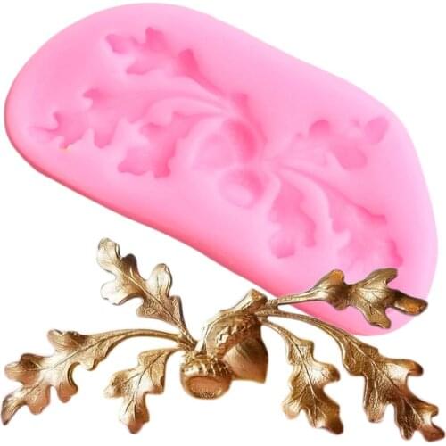 Acorn Oak Leaf Silicone Moulds Cake Border Fondant Mold DIY Cake Decorating Tools Candy Gumpaste Chocolate Molds Resin Clay Mold