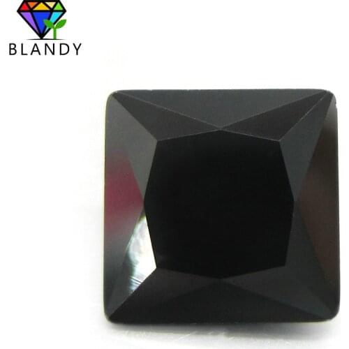5A Quality 1.5*1.5mm~12*12mm Square Shape Princess Cut Loose Synthetic Gems Black Cubic Zirconia CZ Stone