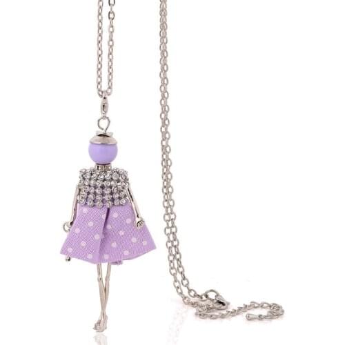 Hot sale new women fashion french paris girl doll pendant necklace sweater chain dress doll necklace choker jewelry long chains