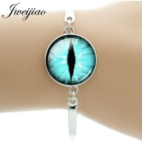 JWEIJIAO Hot Sale Evil Eyes Bracelets Bangles For Women Men Animal Dragon Eyes Glass Cabochon Charms Jewelry Gift EY33