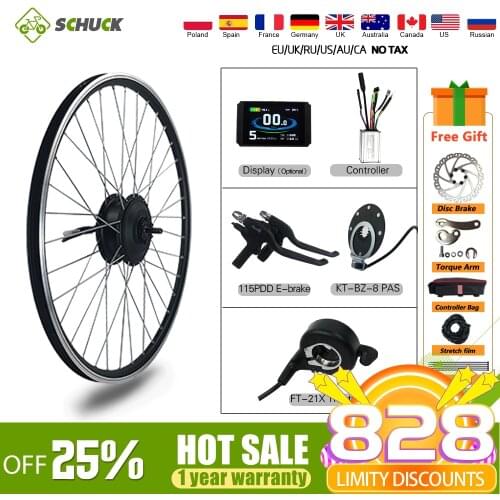 SCHUCK EBIKE CONVERSION KIT 36V350W 48V 350W Front Hub Motor Wheel 16-29inch 700C With KT Display for Ebike kit