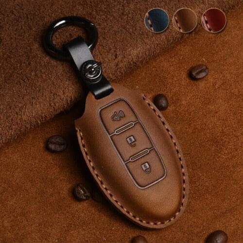 Leather For Nissan Qashqai Pulsar March 370Z Micra Juke Note Tiida Wingroad NV200 Leaf Cube Fob Shell Cover Remote Key Case