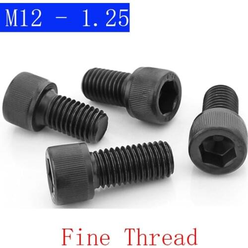 M12 - 1.25 ( 12mm ) FINE Thread Socket Head Caps Screws 12.9 Alloy Steel Black Oxide DIN 912 ISO 4762