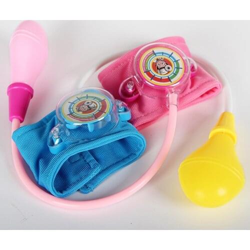 New 2 Colors Cute Mini Plastic Simulated Blood Pressure Monitor Medical Toys Doctor Nurses Role Blood Rressure Play Set for Kids