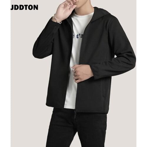 JDDTON New Mens Hooded Fleece Jackets Spring Autumn Cardigan Outwear Windbreaker Casual Loose Coats Hip Hop Male Overcoat JE264