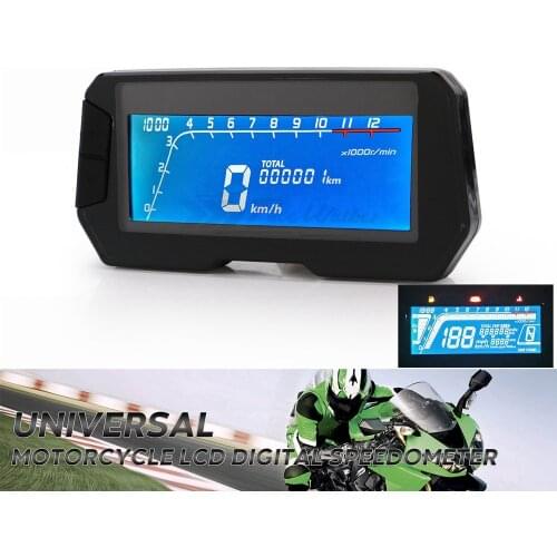 Motorcycle Odometer for 1,2,4 Cylinders Meter 12000RPM 6 Gear Universal Motorcycle LCD Digital Speedometer Odometer Backlight