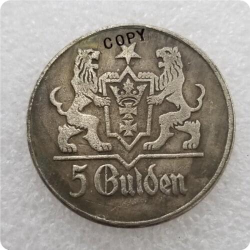 1923 POLAND DANZIG 5 GULDEN COPY COIN commemorative coins-replica coins medal coins collectibles