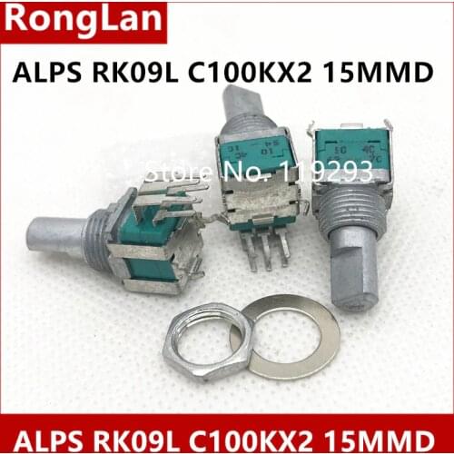 [BELLA]Alps brand RK09 precision potentiometer vertical double C100kX2 C100K shaft length 15MM half handle-10PCS