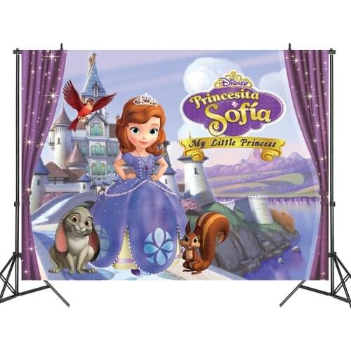 Disney Princess Sofia Happy Birthday Party Decorations Background Cloth Cartoon Theme Anime Figures Kids Toys for Children Gifts