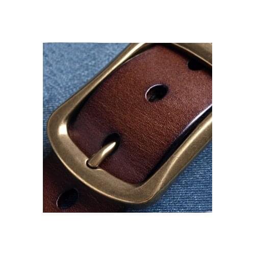 First layer cowhide skin mens belts luxury genuine leather brand name belt for men BRASS PIN BUCKLE jeans belts 3.8x110cm