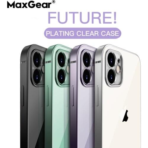 Luxury Square Plating Edge Case For iPhone 11 Pro Max Soft Clear TPU Cover iPhone11 11Pro Transparent Thin Silicone Simple Funda
