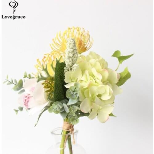 Lovegrace Wedding Bouquet for Bridesmaids Wedding Flowers Bridal Bouquets Silk Artificial Flower Bridal Bouquets Roses Hydrangea