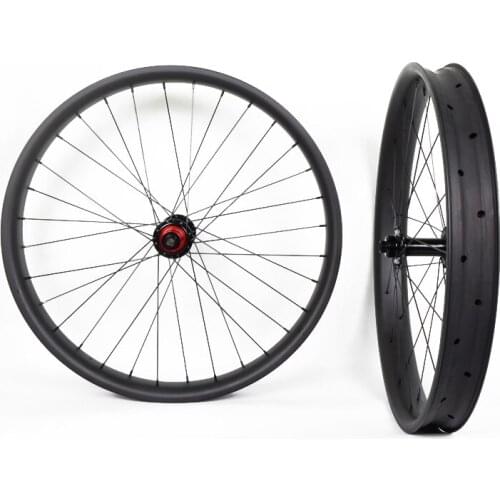 Carbon Fat Bike Wheel Clincher Thru Axle UD Matt MTB Disc Beadless Rim 26er 65/80/100mm