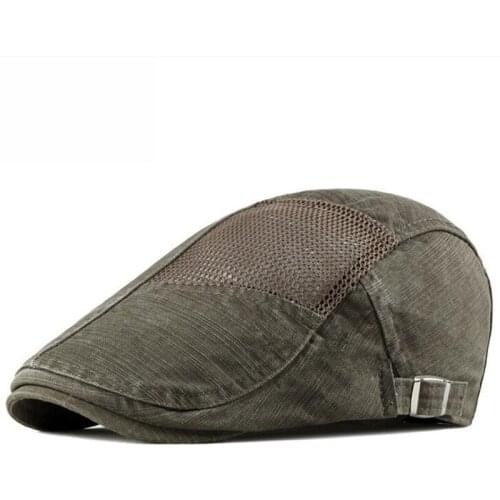 XdanqinX Mens Fashion Brands Hat 2020 NEW Summer Net Cap Mens Hollow Mesh Breathable Berets Adjustable Size Vintage Tongue Cap