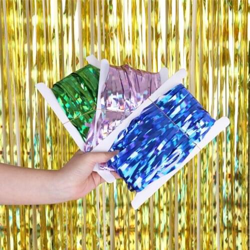 2m 3m Party Backdrop Curtains Glitter Gold Tinsel Fringe Foil Curtain Birthday Wedding Photography Decoration Anniversary Decor