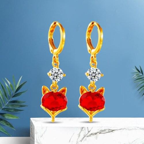 18k Gold Plated Stud Earrings for Women Fashion Jewelry Earring Gift Ruby Vietnam Sand Gold Tassel Earrings boucle oreille femme
