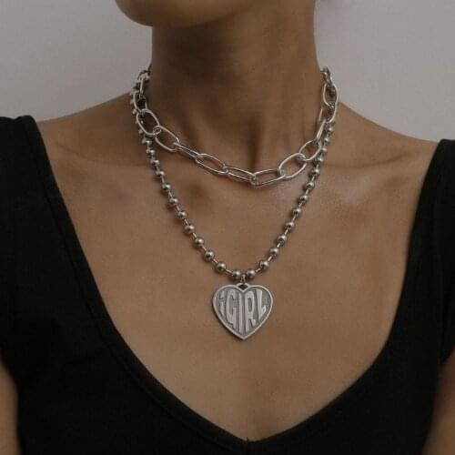Female Symbol Girls Cool Crush Ball Chain Layer Choker Devil Girl Heart Pendant Necklace Women Gothic Streetwear Jewelry