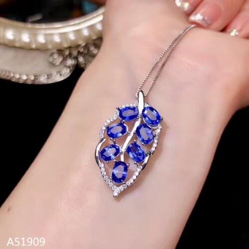 KJJEAXCMY boutique jewelry 925 sterling silver inlaid natural sapphire female necklace pendant support detection of new luxury