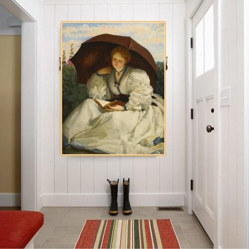 Citon Charles Edward Perugini《Reading on a Sunny Afternoon》Canvas oil painting World Famous Artwork Picture Home Decoration