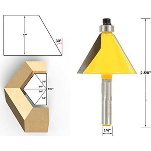 1pc 1/4'' Shank 30 Degree Chamfer & Bevel Edging Router Bit 2-5/8"H Woodworking Tool