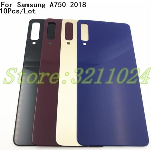 10Pcs/Lot Back Glass Cover Repair parts For Samsung Galaxy A750 A750F 2018 Battery Cover Rear Door Housing Case With Logo