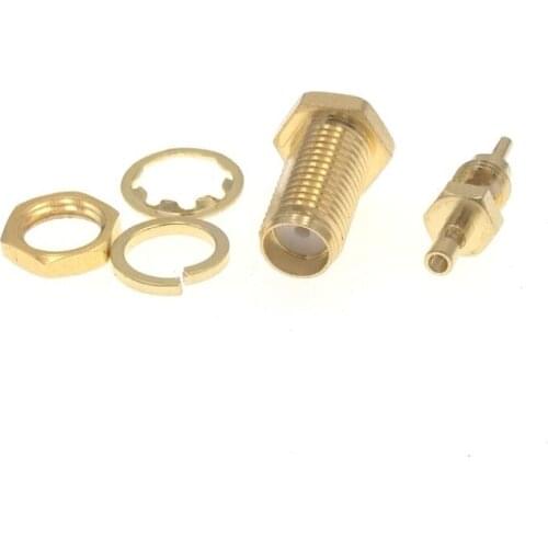 100pcs SMA Female Plug Center Nut Bulkhead RF Connector For 1.13 1.37 RG178 U.FL IPX Mini Coax Cable