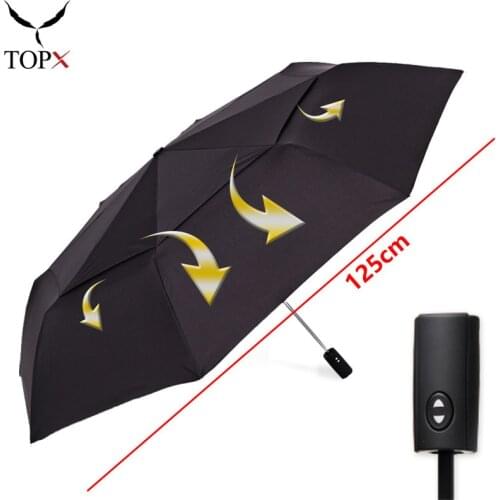 125cm Big Automatic Umbrella Rain Women Double Layer 3Fold Windproof Large Umbrella Men Portable Outdoor Quality Travel Umbrella