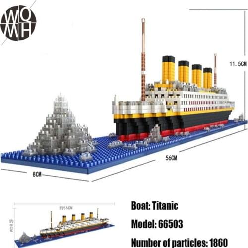 1860pcs Titanic Sets Rms Cruise Boat Ship Model Building Blocks Figures Toys Diy Diamond Mini 3d Bricks Kit Toys For Children