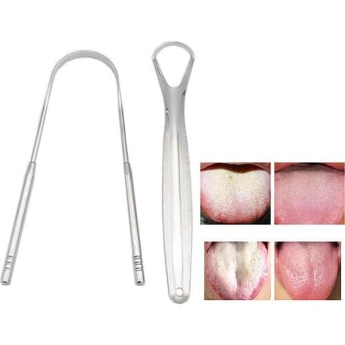 2pcs Tongue Cleaner for Adults Surgical Grade Stainless Steel Metal Tongue Brush Dental Kit Professional Eliminate Bad Breath