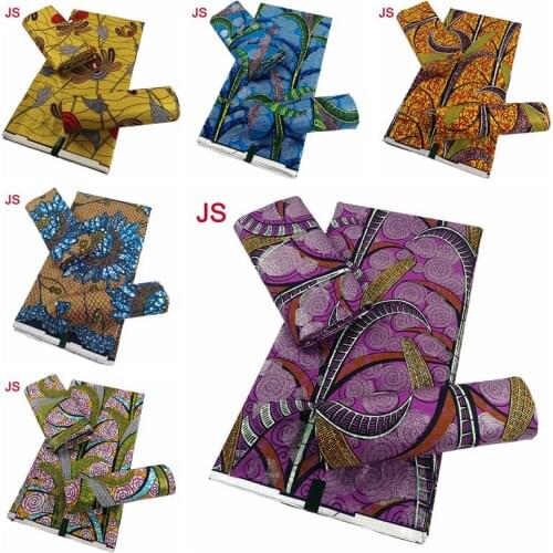 Best Quality Nigerian Glam Glitter Grand wax Ankara Golden Wax Fabrics African Cotton Wrapper Printed Materials 6Yards