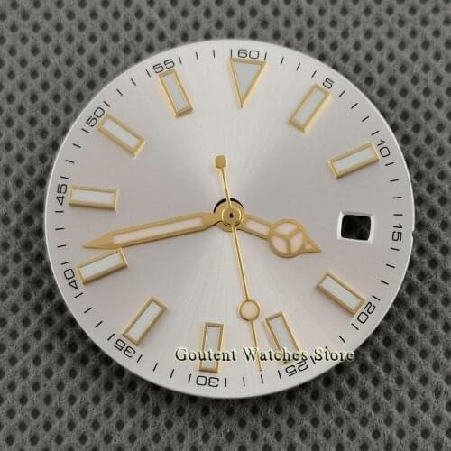 29.2mm sterile silver watch Dial+yellow gold hands fit DG2813,Miyota 8215 821A Movement