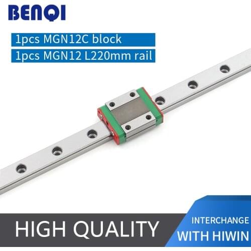 Free shipping cnc linear guide rail MGN12 220mm + MGN12C block ball bearing steel Linear Guides