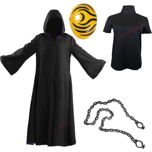 Free Shipping New Naruto Uchiha Obito Resin Party Cosplay Anime Tobi Cartoon Cosplay costume coat+inner+chain+mask Can Add Shoes