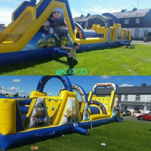 Free ship to sea port,18m long giant inflatable obstacle course, climbing wall bouncy slide combos adults challenge sport games