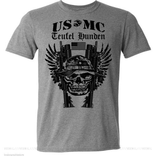 USMC T-Shirt US Marines Semper Fidelis Devil Dog Semper Fi Military Veteran Cotton Summer Plus Size Tee Shirt