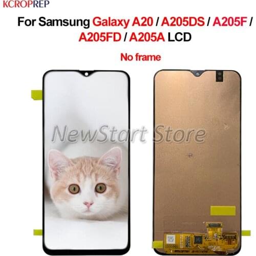 For Samsung Galaxy A20 LCD Display Touch Screen Digitizer Assembly 6.4" For Samsung A20 A205DS A205F A205FD A205A lcd With Frame