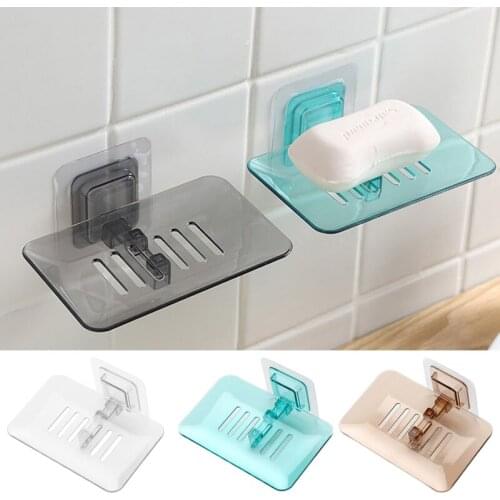 Shower Soap Dishes Soap Plastic Rack Drain Sponge Holder Wall Mounted Bathroom Storage Rack Box Organizer Container