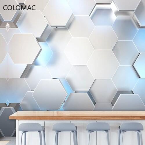 Colomac Custom 3D Concave-convex Geometric Wallpaper Office Reception Counter Background Technology Sense Mural Drop Shopping