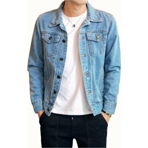 Cotton Solid Denim Jacket Mens Spring Autumn Casual Slim Fit Bomber Jackets Men Jean Jacket Mens Outwear Male Cowboy M-4XL